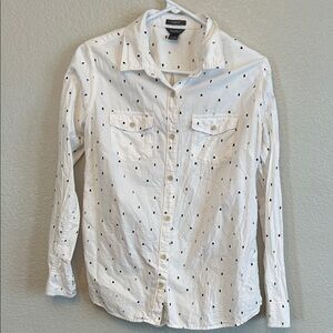 Eddie Bauer White Shirt with Black and gray trees